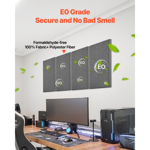 4 Akustik-Wandpaneele 5 cm stark 63 x 28 cm selbstklebend grau