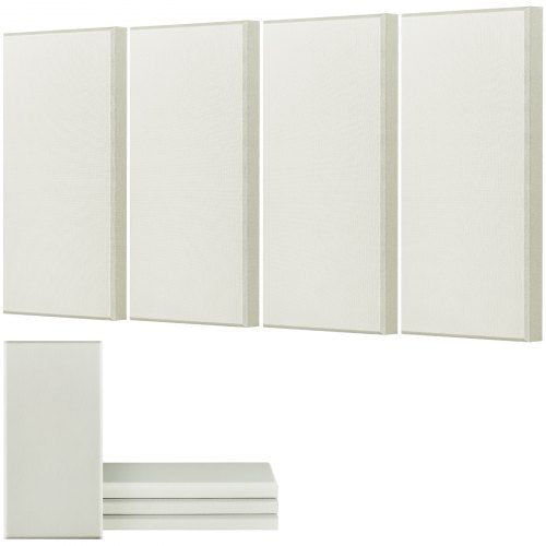 4 PCS Acoustic Panels, 2 inch Thick 23.6 x 11.8 inch Fiberglass Sound Absorbing Panels, Self-adhesive Soundproof Wall Boards, for Studios, Office, Home Theater,Meeting Room, Beige