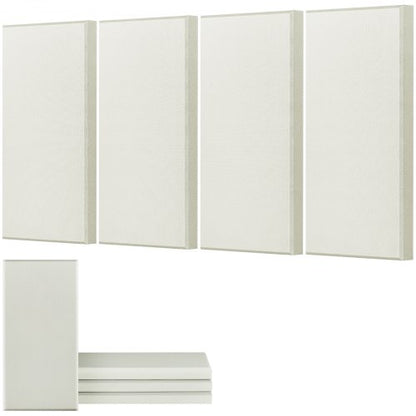 4 PCS Acoustic Panels, 2 inch Thick 23.6 x 11.8 inch Fiberglass Sound Absorbing Panels, Self-adhesive Soundproof Wall Boards, for Studios, Office, Home Theater,Meeting Room, Beige