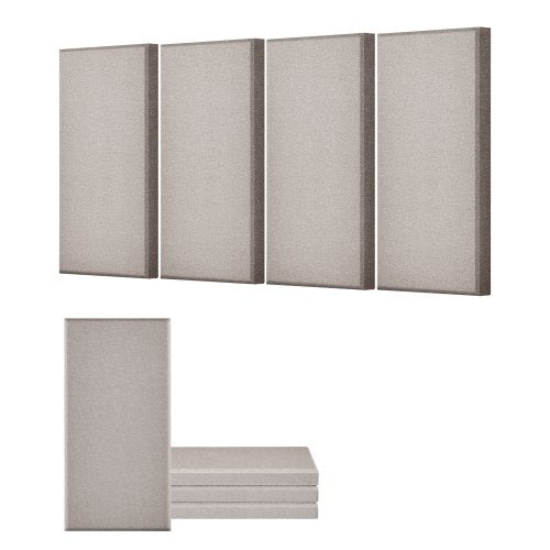 4 PCS Acoustic Panels, 2 inch Thick 23.6 x 11.8 inch Fiberglass Sound Absorbing Panels, Self-adhesive Soundproof Wall Boards, for Studios, Office, Home Theater,Meeting Room, Camel