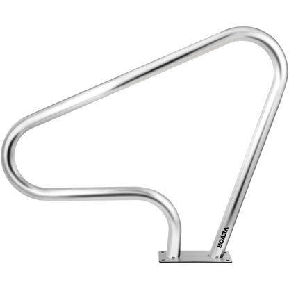 Poolräcke 39x32" Poolräcke 304 Rostfritt stål 250LBS Lastkapacitet Silver Rostskyddad poolhandledare Humaniserad poolhandledare med blått greppskydd & M8-borr och självtejpande skruvar