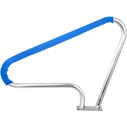 Poolräcke 48x36" Poolräcke 304 rostfritt stål 250LBS Lastkapacitet Silver Rostskyddad poolhandledare Humaniserad poolhandledare med blått greppskydd & M8 borr och självtejpande skruvar