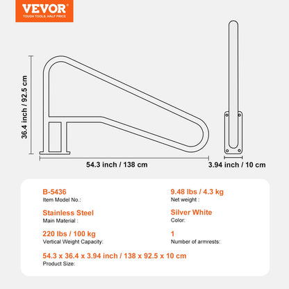 Pool Handledare 54 x 36 tum rostfritt stål med bottenplatta för spabad
