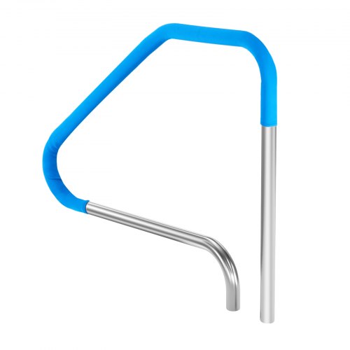 Pool Handrail,46 x 37 inch Pool Railing, Stainless Steel (Pre-built) for Indoor/Outdoor Pools,Swimming Pool Railing for Decks,Rust-Proof Grab Bar with Blue Grip Cover&Accessories for Spas