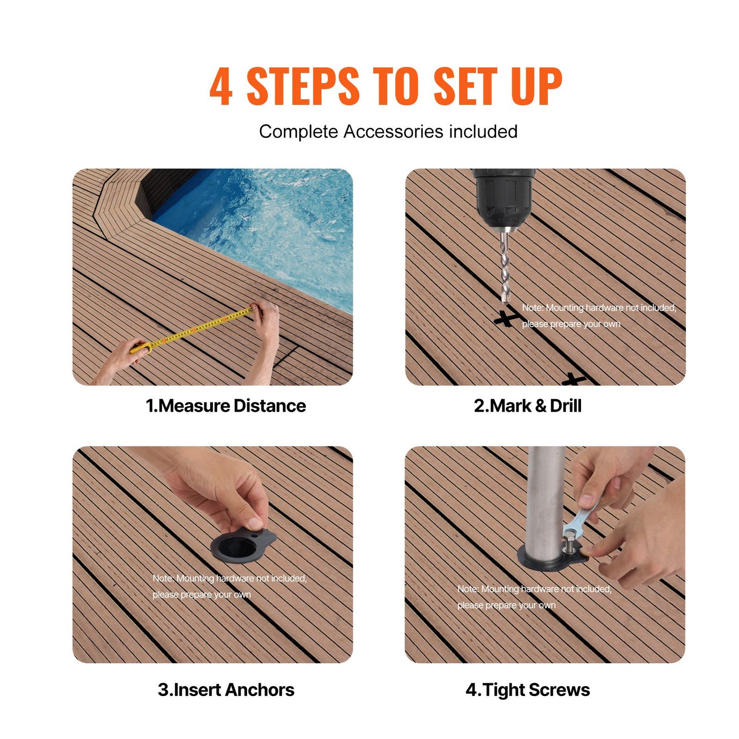 Pool Handrail,46 x 37 inch Pool Railing, Stainless Steel (Pre-built) for Indoor/Outdoor Pools,Swimming Pool Railing for Decks,Rust-Proof Grab Bar with Blue Grip Cover&Accessories for Spas