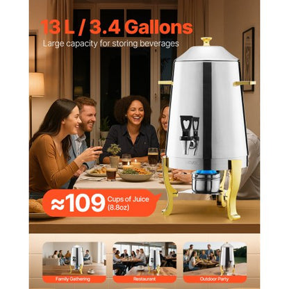 Rostfritt Stål Dispenser för Varmt Te och Kall Dryck 13L Dryckesdispenser