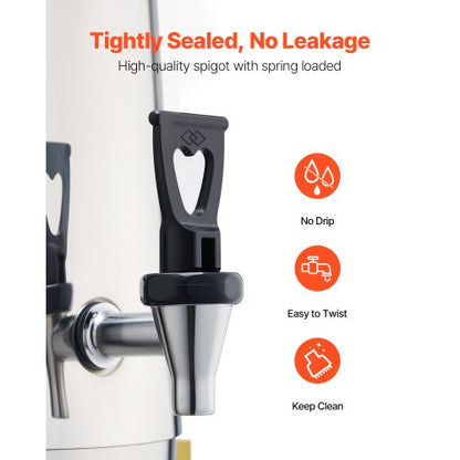 Rostfritt Stål Dispenser för Varmt Te och Kall Dryck 13L Dryckesdispenser