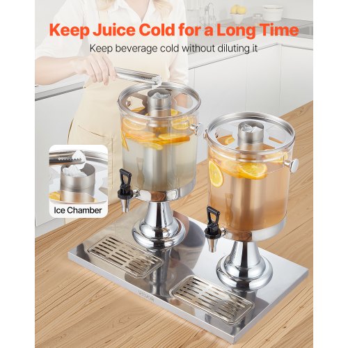 Drinks Dispenser 8L x 2 Drinks Dispenser for Party with Pouring Tray