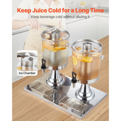 Drinks Dispenser 8L x 2 Drinks Dispenser for Party with Pouring Tray