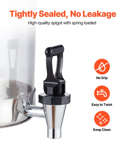 Beverage Dispenser, 2.1 Gallon x 2 Drink Dispenser for Parties, Stainless Steel + Plastic Juice Dispensers with Spigot Ice Chamber Tray, Iced Tea Lemonade Dispensers, for Restaurants, Hotels