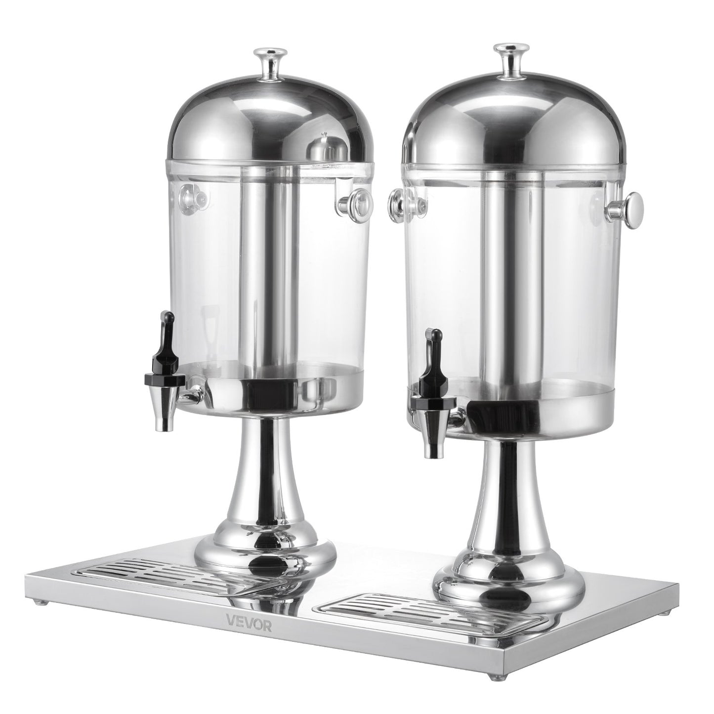 Beverage Dispenser, 2.1 Gallon x 2 Drink Dispenser for Parties, Stainless Steel + Plastic Juice Dispensers with Spigot Ice Chamber Tray, Iced Tea Lemonade Dispensers, for Restaurants, Hotels