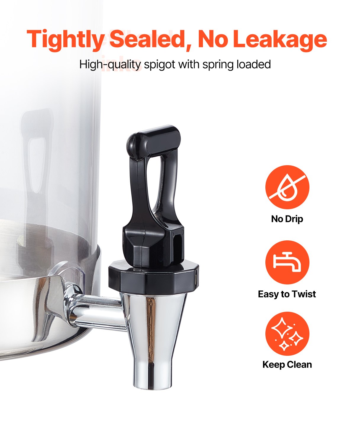 Beverage Dispenser, 2.1 Gallon Drink Dispenser for Parties, Stainless Steel + Plastic Juice Dispensers with Spigot Ice Chamber Tray, Iced Tea Lemonade Juice Dispensers, for Restaurants, Hotels