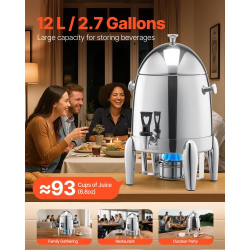 Rostfritt Stål Dispenser för Varmt Te och Kall Dryck 12L Dryckesdispenser