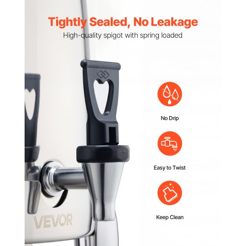 Rostfritt Stål Dispenser för Varmt Te och Kall Dryck 12L Dryckesdispenser