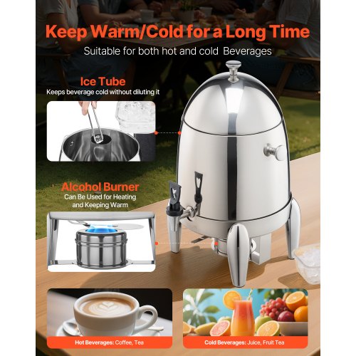 Rostfritt Stål Dispenser för Varmt Te och Kall Dryck 12L Dryckesdispenser