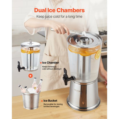 Beverage Dispenser 8L Beverage Dispenser for Parties with Ice Chamber with Spout