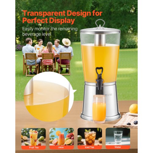 Beverage Dispenser 8L Beverage Dispenser for Parties with Ice Chamber with Spout