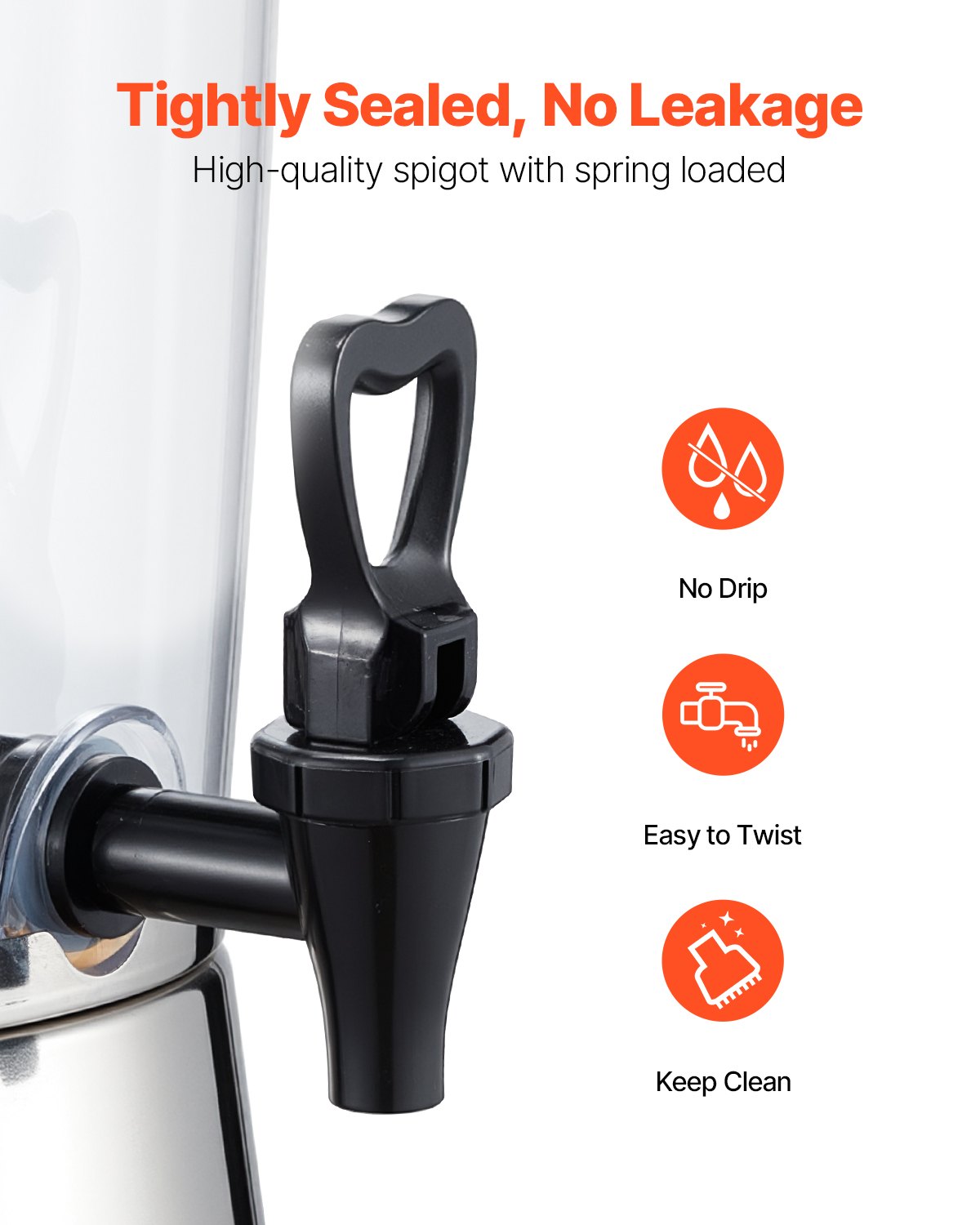 Beverage Dispenser, 2.1 Gallon Drink Dispenser for Parties, Stainless Steel + Plastic Juice Dispensers with Spigot Ice Chamber, Iced Tea Lemonade Juice Water Dispensers, for Restaurants, Hotels