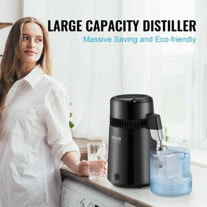 4L Water Distiller Purifier Machine Countertop Stainless Steel Interior | EU