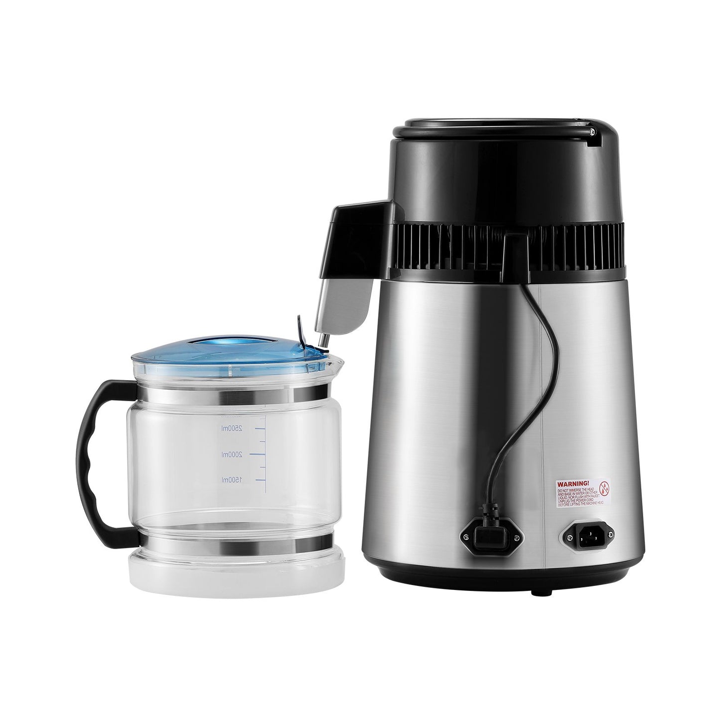 Water Distiller, 4L 1.05 Gallon Pure Water Purifier Filter For Home Countertop, 750W Distilled Water Maker, Stainless Steel Interior Distiller Water Making Machine to Make Clean Water, Silvery