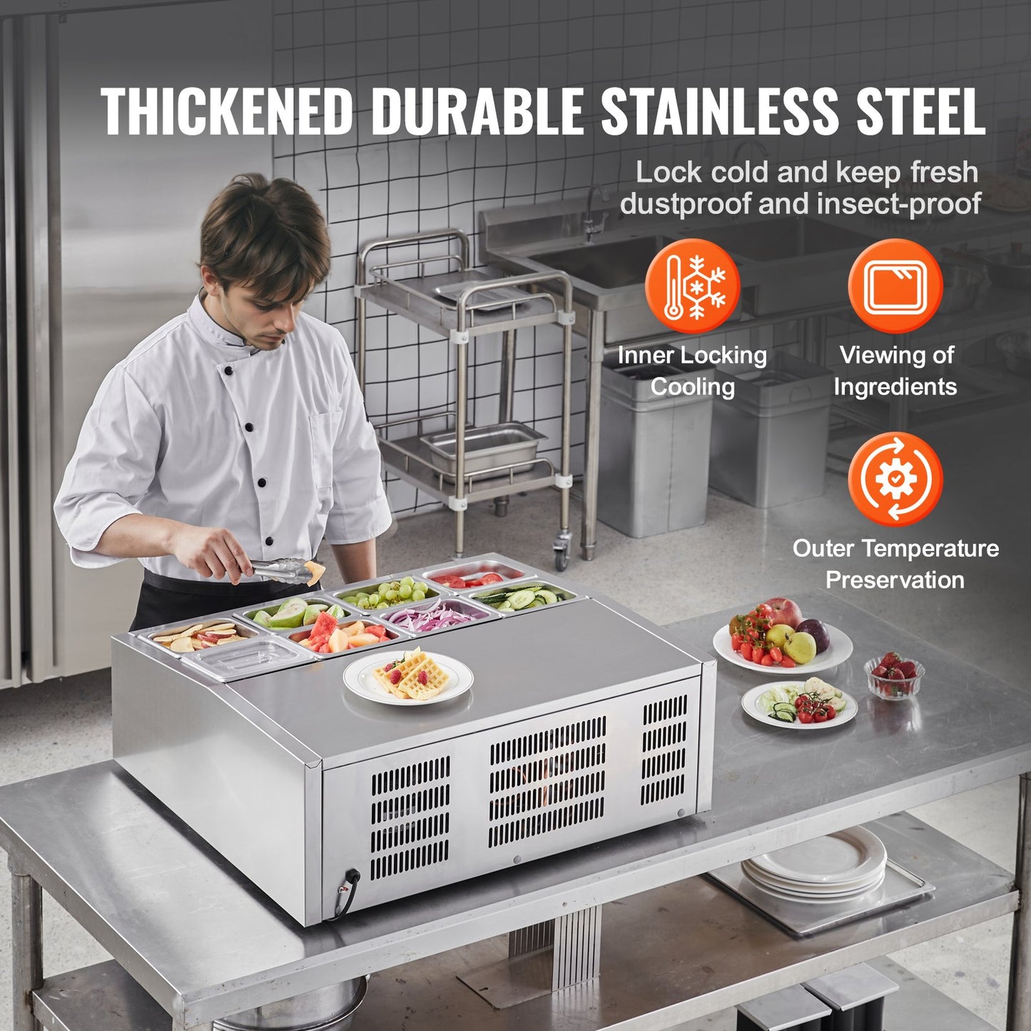 Countertop Refrigerated Salad Pizza Prep Station 145 W Stainless Guard CE