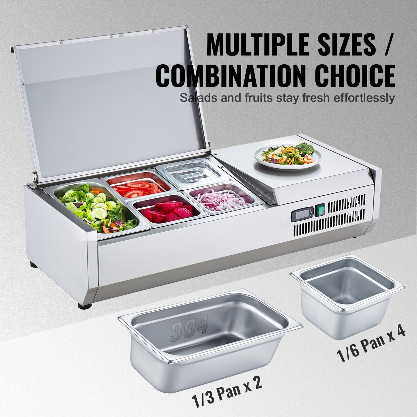 Countertop Refrigerated Salad Pizza Prep Station 140 W Stainless Guard CE