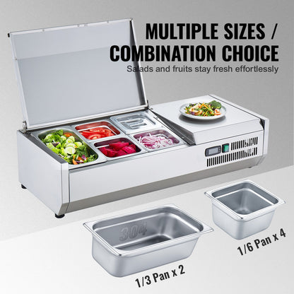 Countertop Refrigerated Salad Pizza Prep Station 140 W Stainless Guard CE