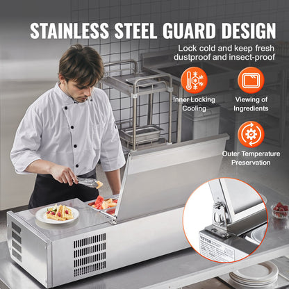 Countertop Refrigerated Salad Pizza Prep Station 140 W Stainless Guard CE