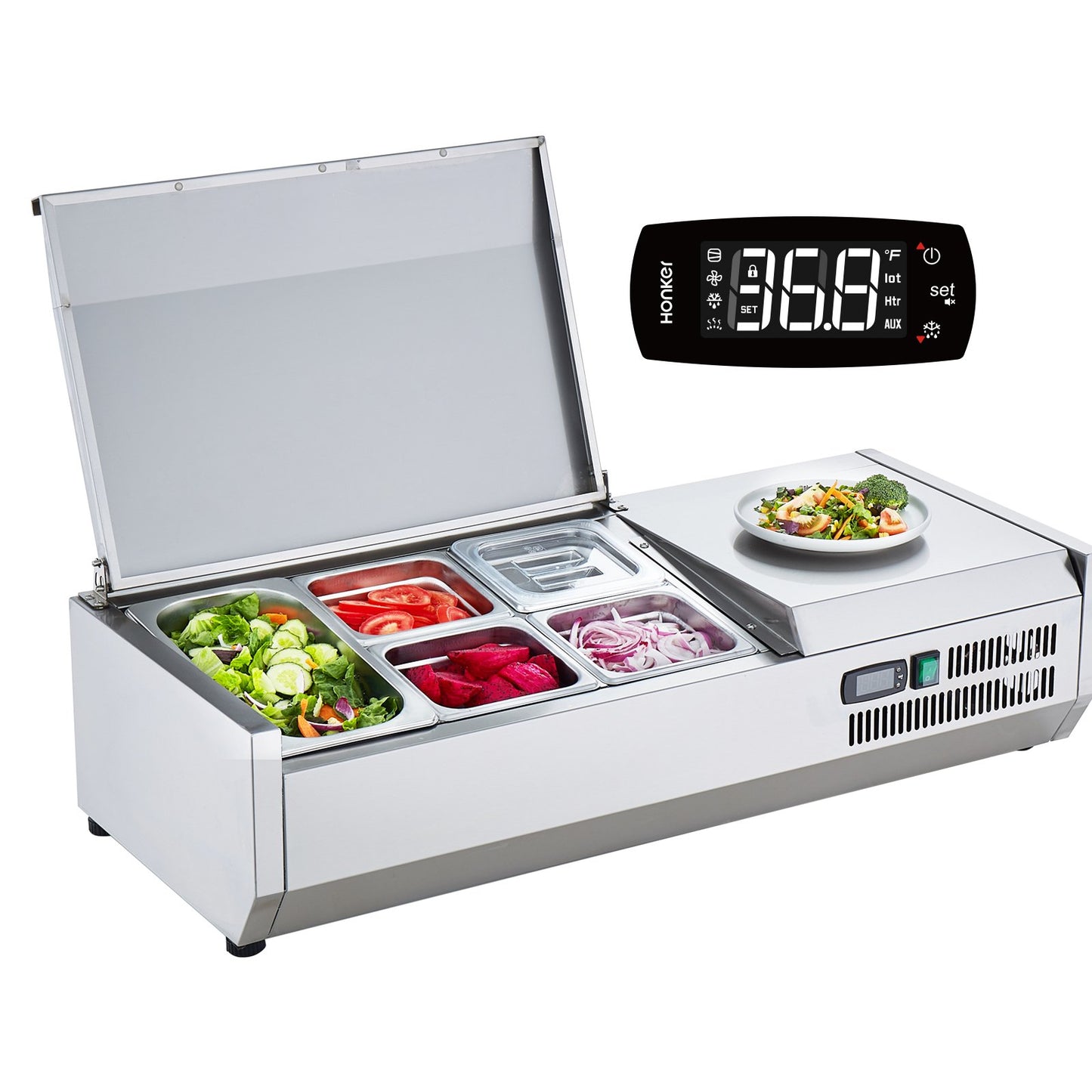 Countertop Refrigerated Salad Pizza Prep Station 140 W Stainless Guard CE