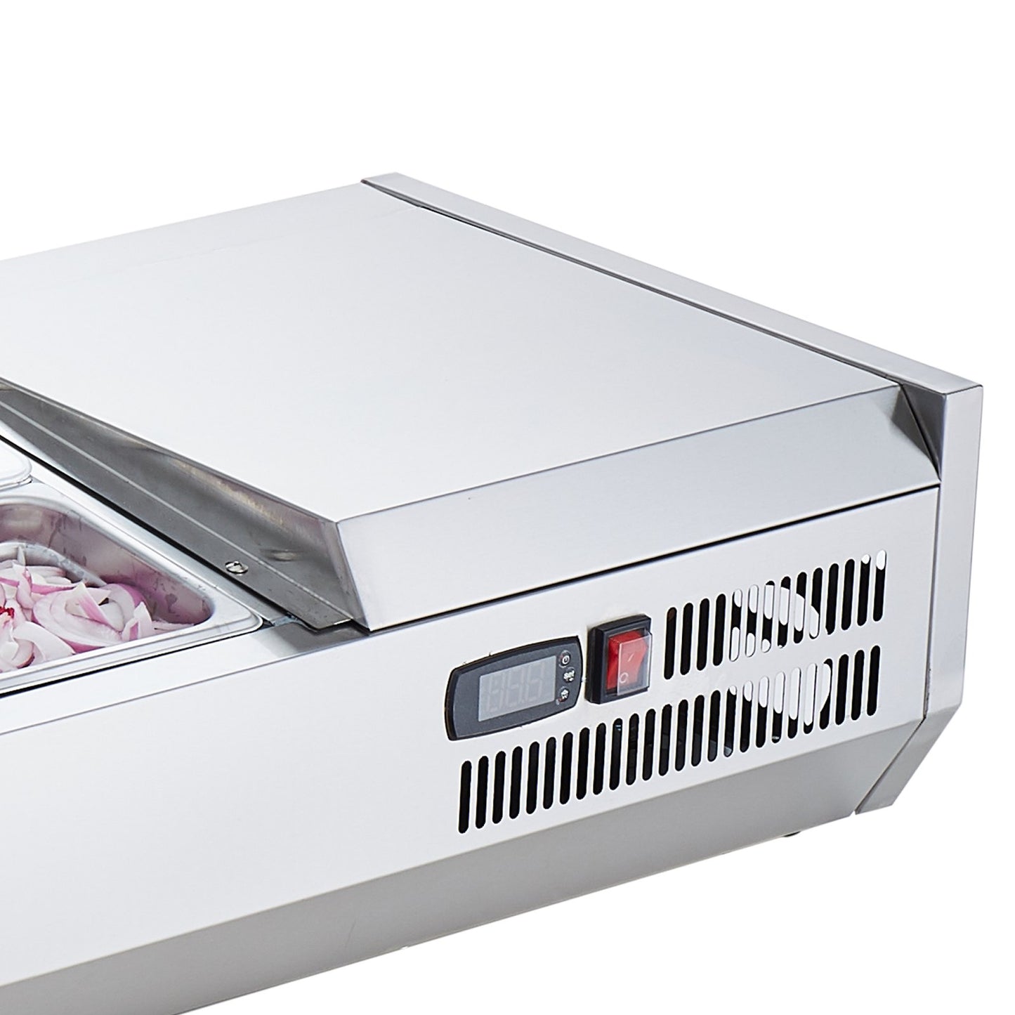 Gekühlte Salat- und Pizza-Vorbereitungsstation auf der Arbeitsplatte, 140 W, Edelstahlschutz, CE