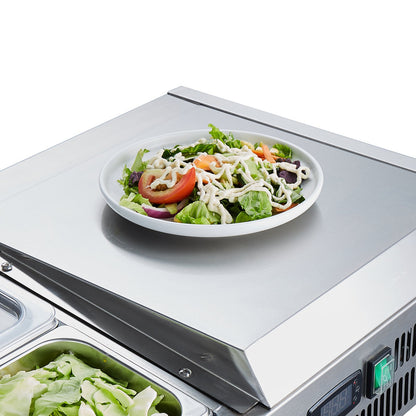 Gekühlte Salat- und Pizza-Vorbereitungsstation auf der Arbeitsplatte, 155 W, Edelstahlschutz, CE