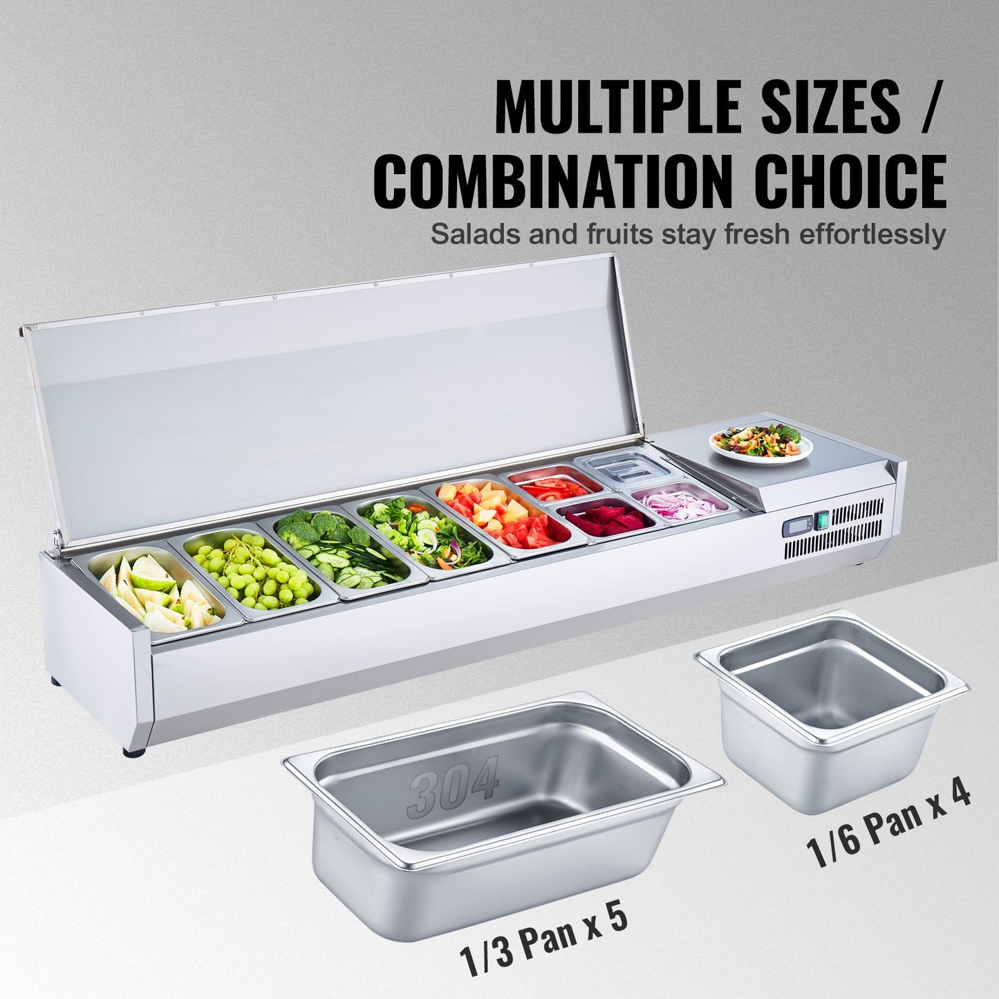 Countertop Refrigerated Salad Pizza Prep Station 165 W Stainless Guard CE