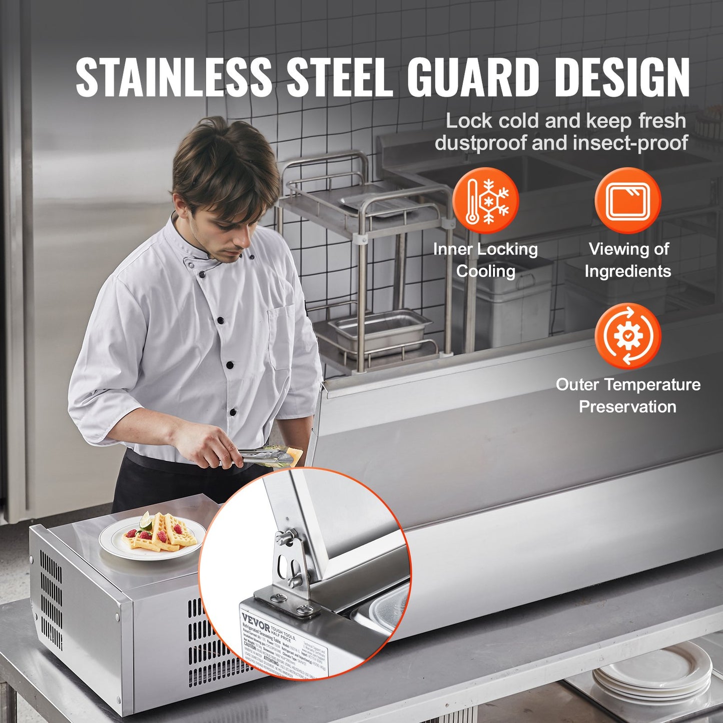 Countertop Refrigerated Salad Pizza Prep Station 165 W Stainless Guard CE