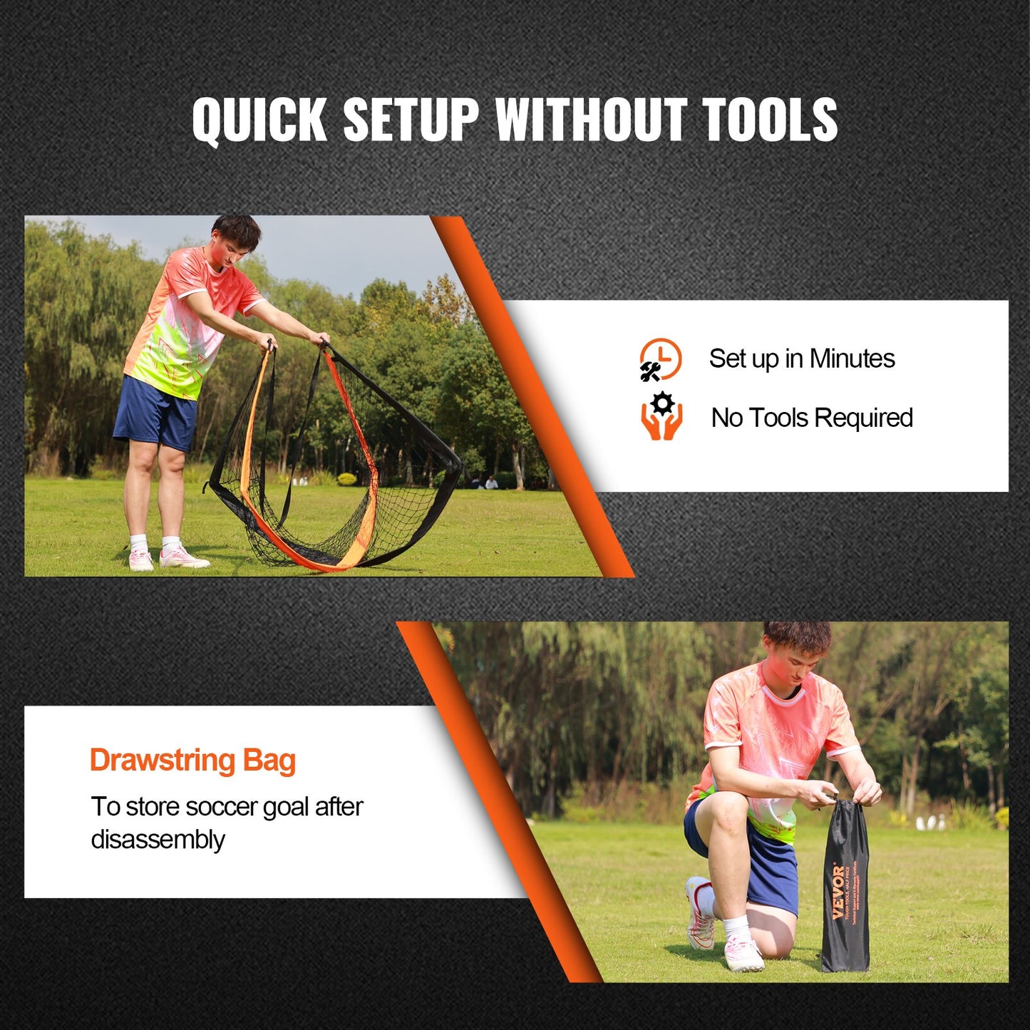 Portable Soccer Goal, 6,5x3,25 ft Kids Backyard Fotbollsnät, hopfällbart pop-up träningsfotbollsnät, Mini ungdomsträning fotboll målsättning, Allväders inomhus fotbollsmål utomhus med bärväska