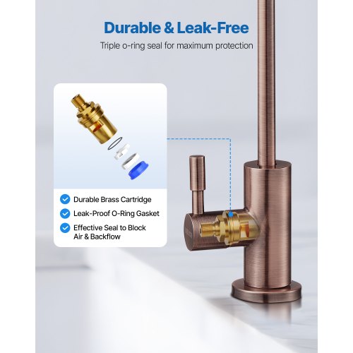 Ro vattenkran, blyfri rostfri kran, dricksvattenkranar med massiv mässingsventil, rostfria och hållbara dricksvattenkranar för kök, bardisk, café, antikbrons |  EU