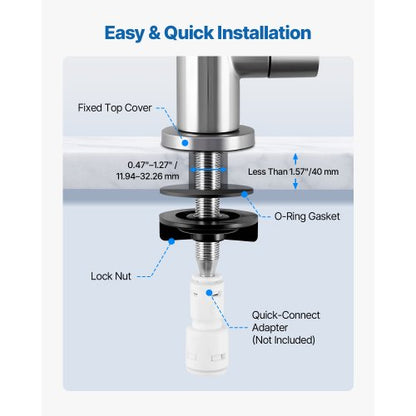 Rostfritt Stålblandare, Blyfria Dricksvattenblandare, Omvänd Osmosblandare med Massiv Mässingsventil, Högbågsfiltrerade Vattenblandare För Kökshandfat, Bardisk, Café, Borstad Nickel |  EU