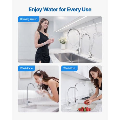 Rostfritt Stålblandare, Blyfria Dricksvattenblandare, Omvänd Osmosblandare med Massiv Mässingsventil, Högbågsfiltrerade Vattenblandare För Kökshandfat, Bardisk, Café, Borstad Nickel |  EU