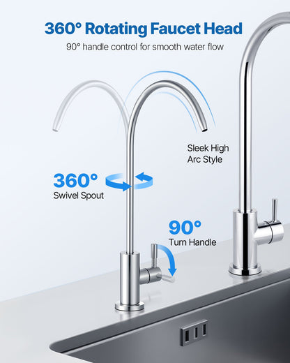 Stainless Steel Faucet, Lead-Free Drinking Water Faucets, Reverse Osmosis Faucet with Solid Brass Valve, High Arch Filtered Water Faucets For Kitchen Sink, Bar Counter, Cafe Shop, Brushed Nickel