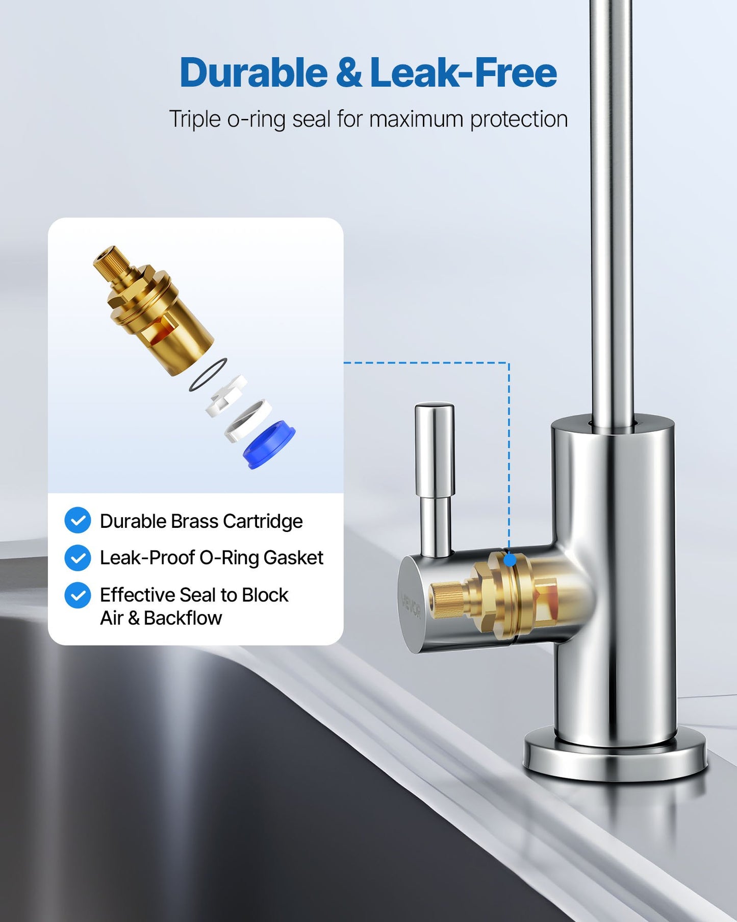 Stainless Steel Faucet, Lead-Free Drinking Water Faucets, Reverse Osmosis Faucet with Solid Brass Valve, High Arch Filtered Water Faucets For Kitchen Sink, Bar Counter, Cafe Shop, Brushed Nickel