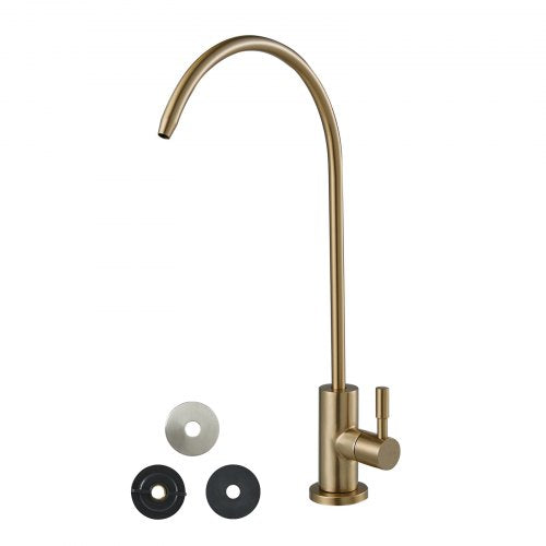 Stainless Steel Faucet, Lead-Free Water Purifier Faucet, Filter Water Faucets With Solid Brass Valve, Anti-Rust & Durability Ro Water Faucets For Kitchen, Bar Counter, Cafe Shop, Brushed Gold