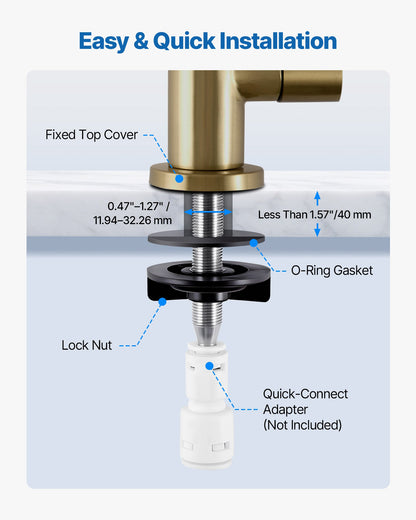 Stainless Steel Faucet, Lead-Free Water Purifier Faucet, Filter Water Faucets With Solid Brass Valve, Anti-Rust & Durability Ro Water Faucets For Kitchen, Bar Counter, Cafe Shop, Brushed Gold