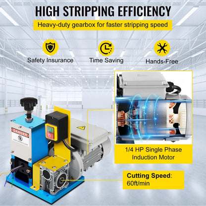 Electric Wire Stripping Machine Φ1.5mm~Φ25mm Portable Automatic Wire Stripping Cable 180W Wire Stripping Machine for Scrap Copper Recycling