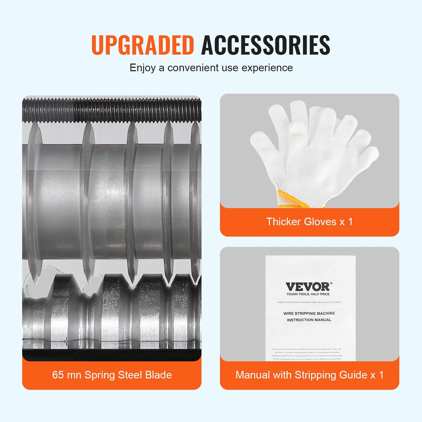 Automatic wire stripping machine, 0.06''-0.98'' Electric motorized cable stripper, 60 W, wire stripper with reference for visible stripping depth, 6 round and 1 flat channels for recycling copper scrap