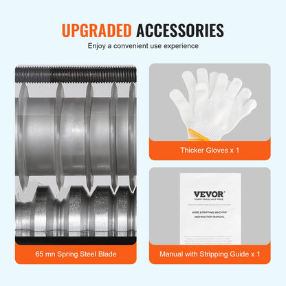 Automatisk trådavisoleringsmaskin, 0,06''-1,575'' elektrisk motoriserad kabelavskiljare, 1500 W, 88 fot/min. trådskalare med dubbla blad (klippa/skala), 9 kanaler för återvinning av kopparskrot