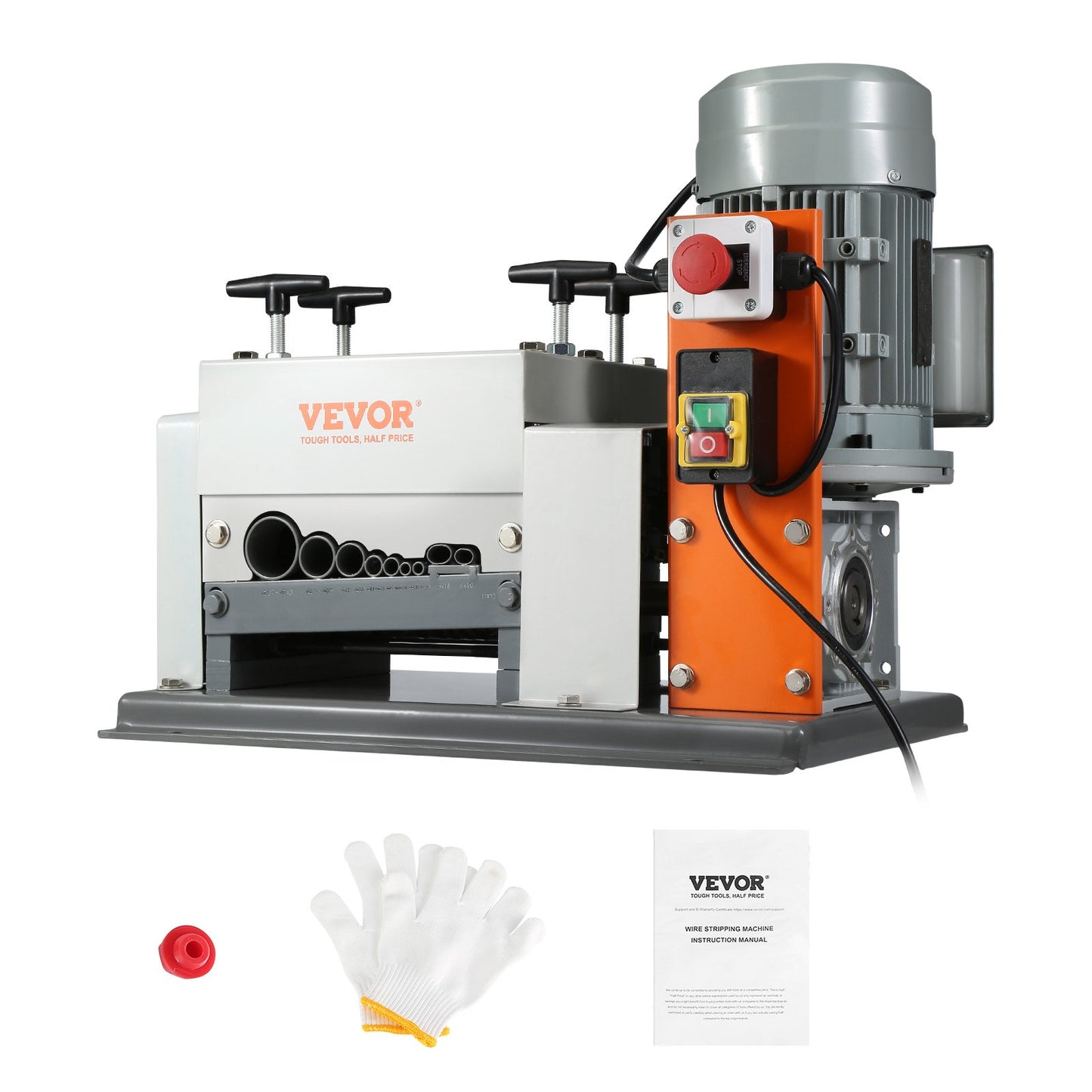 Automatisk trådavisoleringsmaskin, 0,06''-1,575'' elektrisk motoriserad kabelavskiljare, 1500 W, 88 fot/min. trådskalare med dubbla blad (klippa/skala), 9 kanaler för återvinning av kopparskrot