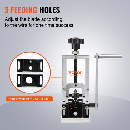 Wire Stripping Machine,Wire Stripper with Hand Crank or Drill Powered,0.06''-1.18'' Copper Wire Stripper,Visible Stripping Depth Reference,Portable Aluminum Frame Wire Peeler