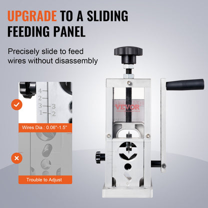 Hand-Operated Wire Stripper, 0.06''-1.5'' Cable Removal Tool, Drill Attachment Option, Clear Depth Gauge, Lightweight Aluminum Build for Efficient Copper Scrap Processing