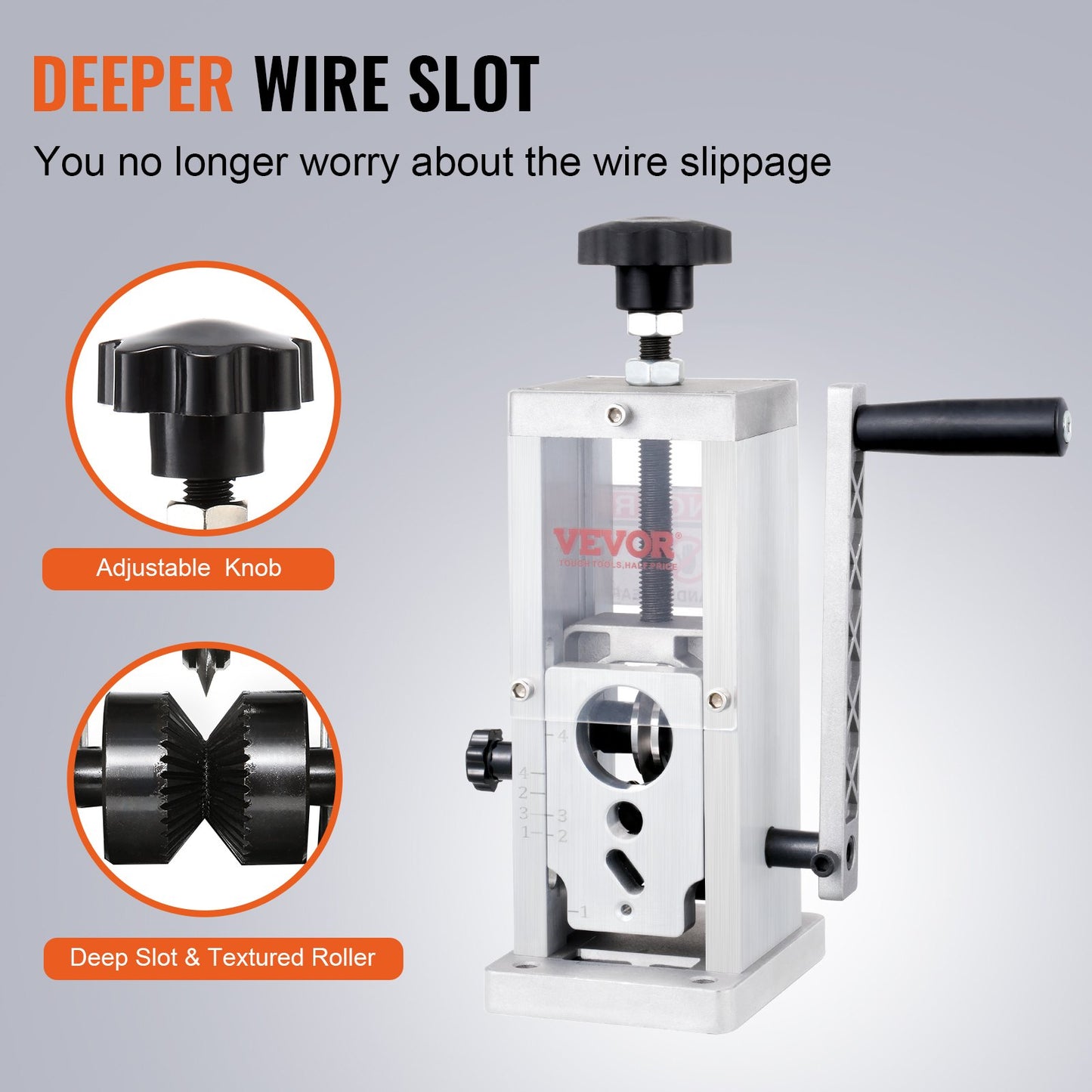 Hand-Operated Wire Stripper, 0.06''-1.5'' Cable Removal Tool, Drill Attachment Option, Clear Depth Gauge, Lightweight Aluminum Build for Efficient Copper Scrap Processing