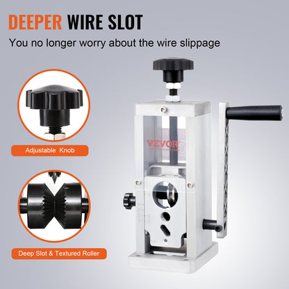 Hand-Operated Wire Stripper, 0.06''-1.5'' Cable Removal Tool, Drill Attachment Option, Clear Depth Gauge, Lightweight Aluminum Build for Efficient Copper Scrap Processing