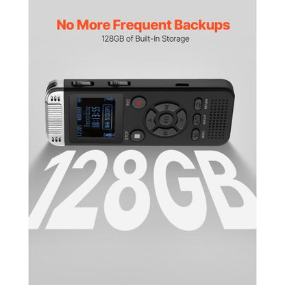 Digital Voice Recorder 128GB Röstaktiverad ljudinspelare med USB MP3 |  EU